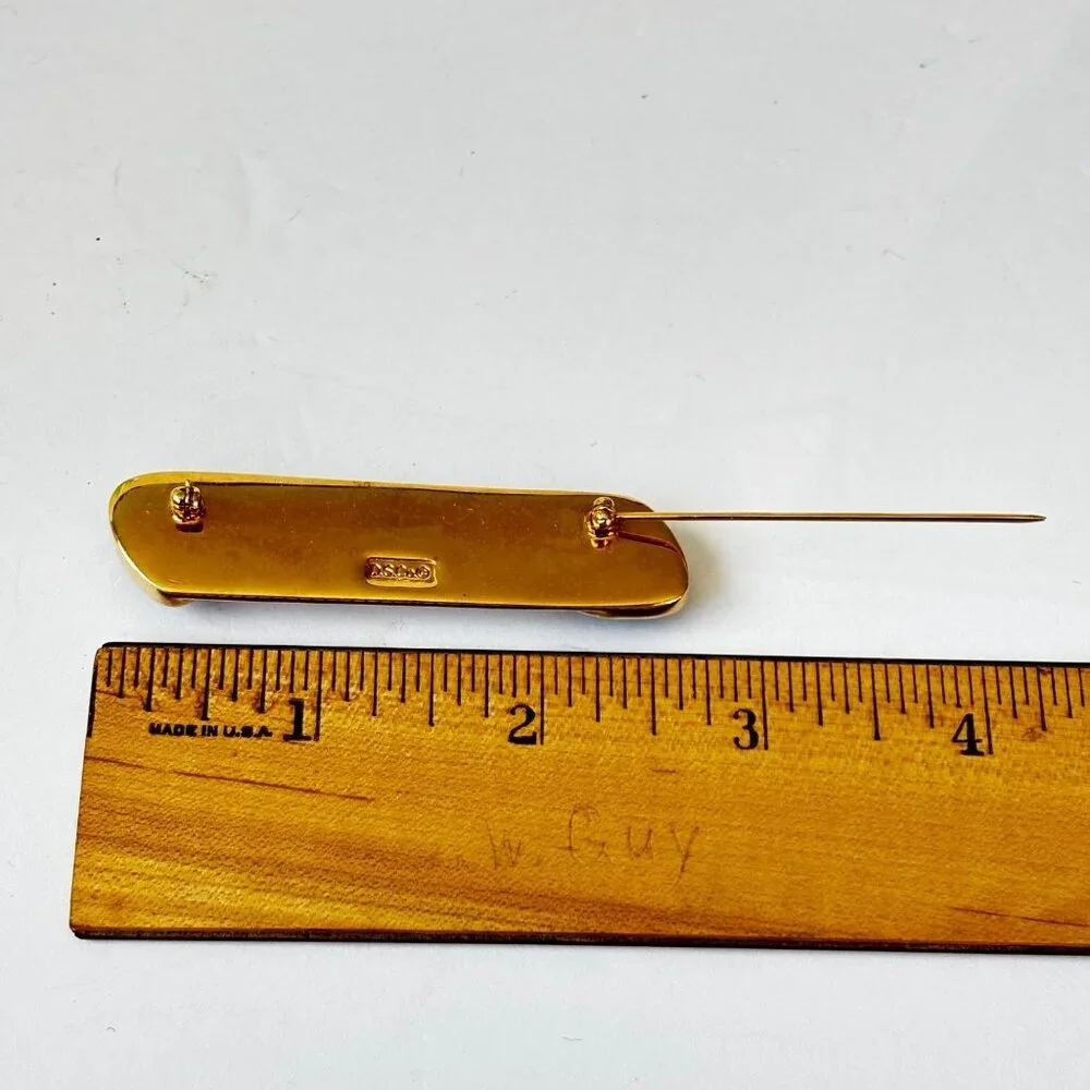 Vtg‎ Daniel Swarovski Crystals Brooch DS Co Bar Gold Tone Signed